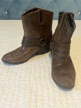 Brown Leather Ankle Harness Booties